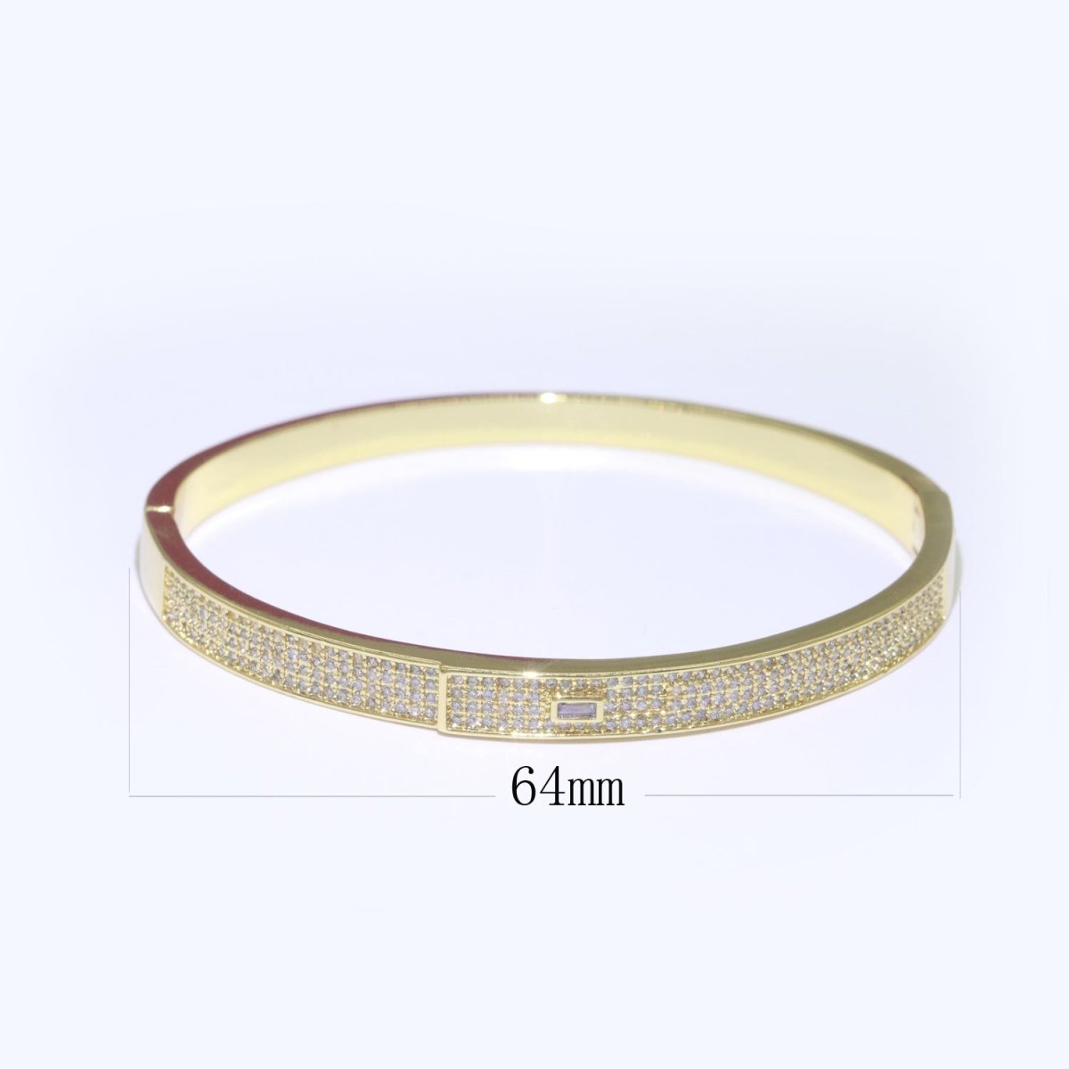Micro Pave Gold Bracelet 14K Gold plated Stackable Jewelry Gold Bangle Bracelet | WA-071 Clearance Pricing - DLUXCA
