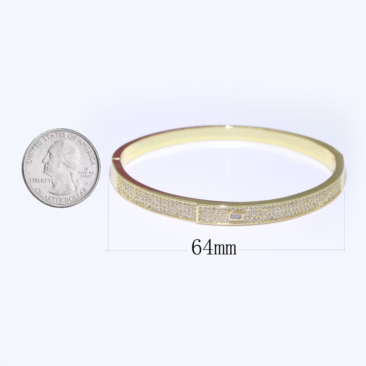 Micro Pave Gold Bracelet 14K Gold plated Stackable Jewelry Gold Bangle Bracelet | WA-071 Clearance Pricing - DLUXCA
