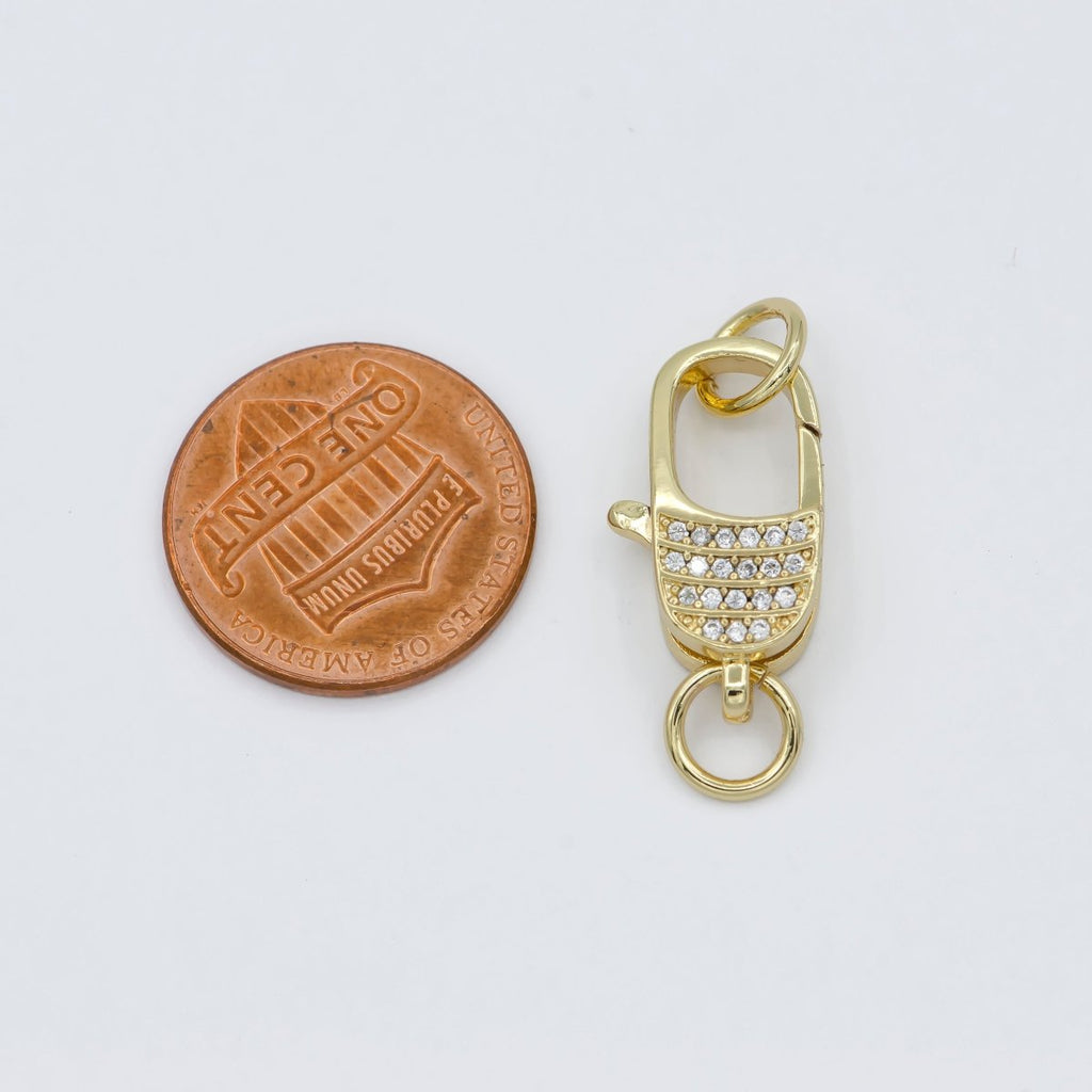 Micro Pave Gold plated CZ Lobster Clasp End Clasp For DIY Jewelry Making Necklace Bracelet Anklet L-301~L-304 - DLUXCA