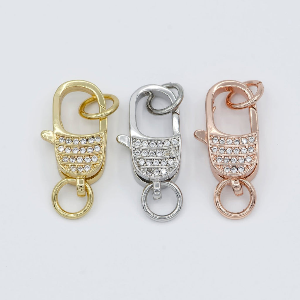 Micro Pave Gold plated CZ Lobster Clasp End Clasp For DIY Jewelry Making Necklace Bracelet Anklet L-301~L-304 - DLUXCA