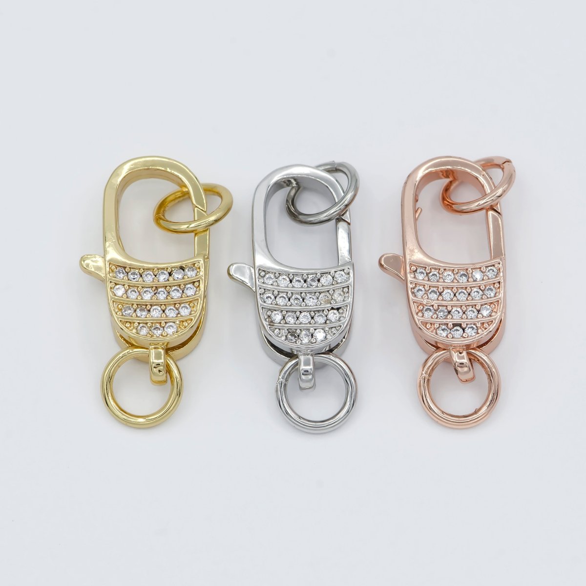 Micro Pave Gold plated CZ Lobster Clasp End Clasp For DIY Jewelry Making Necklace Bracelet Anklet L-301~L-304 - DLUXCA