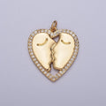 Micro Pave Gold Heart, Lovers Couple Charm For Jewelry Making X-128 - DLUXCA
