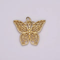 Micro Pave Gold Monarch Charm, Bracelet, Necklace, Earring Pendant Butterfly Charm N-162 N-163