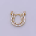 Micro Pave Gold Rainbow Shape Charm for Necklace Pendant Cubic Zirconia Harp Charm Pendant Connector L-333 - DLUXCA