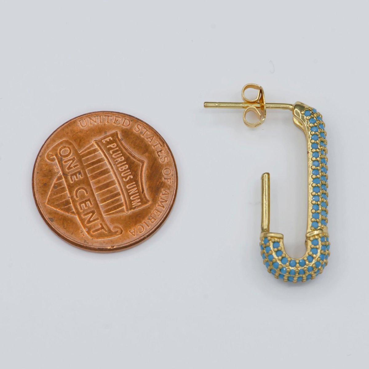 Micro Pave Gold Safety Pin Earrings Dainty Gold Stud dangle earring studs for Earring Supply Component to put beads / pearls, AB1247