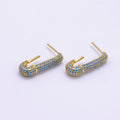 Micro Pave Gold Safety Pin Earrings Dainty Gold Stud dangle earring studs for Earring Supply Component to put beads / pearls, AB1247