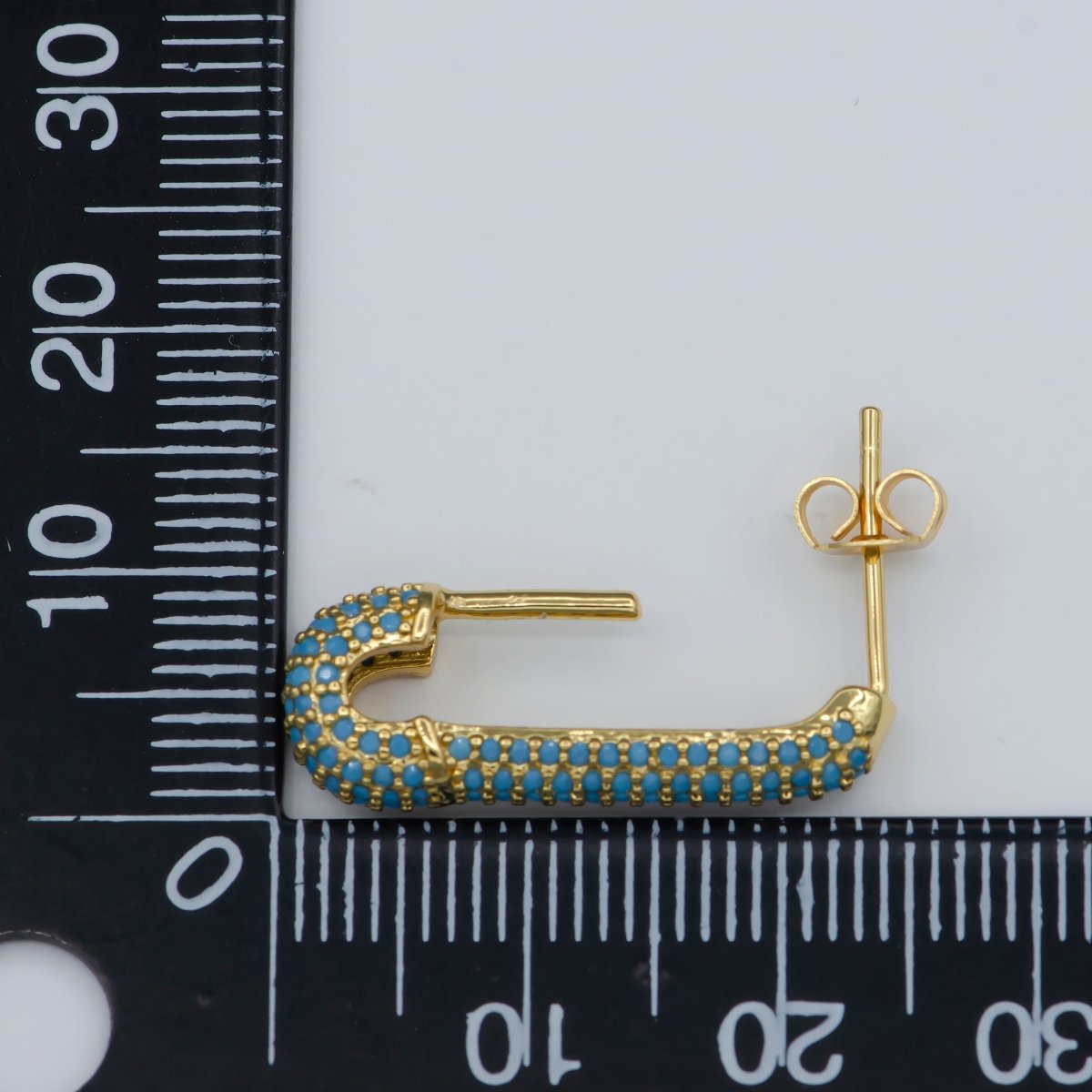 Micro Pave Gold Safety Pin Earrings Dainty Gold Stud dangle earring studs for Earring Supply Component to put beads / pearls, AB1247