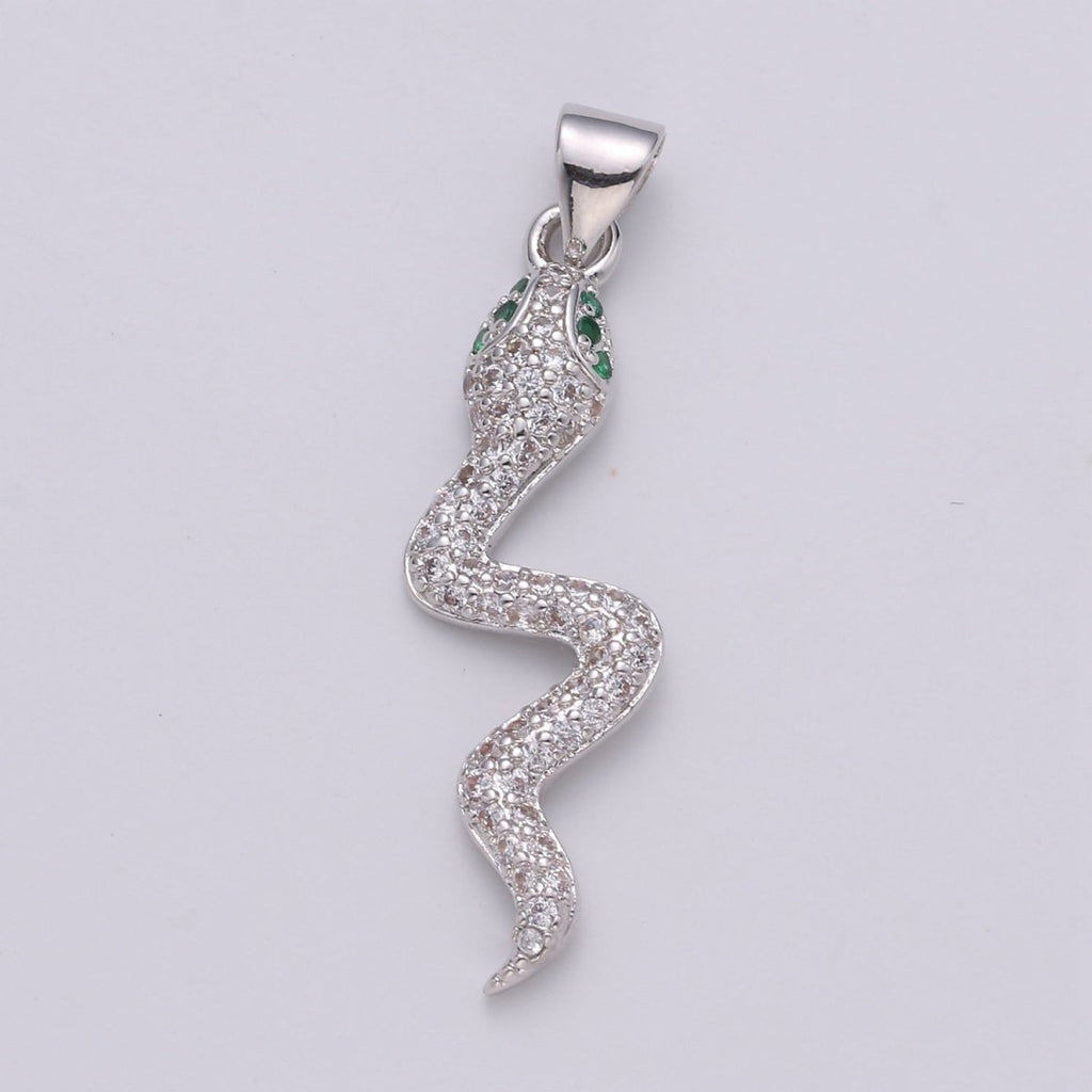 Micro Pave Gold Snake Charm Pendant, Cubic Snake Charms, Dainty Pendant Jewelry in 24K Gold plated For Statement Necklace Earring I-809~I-811