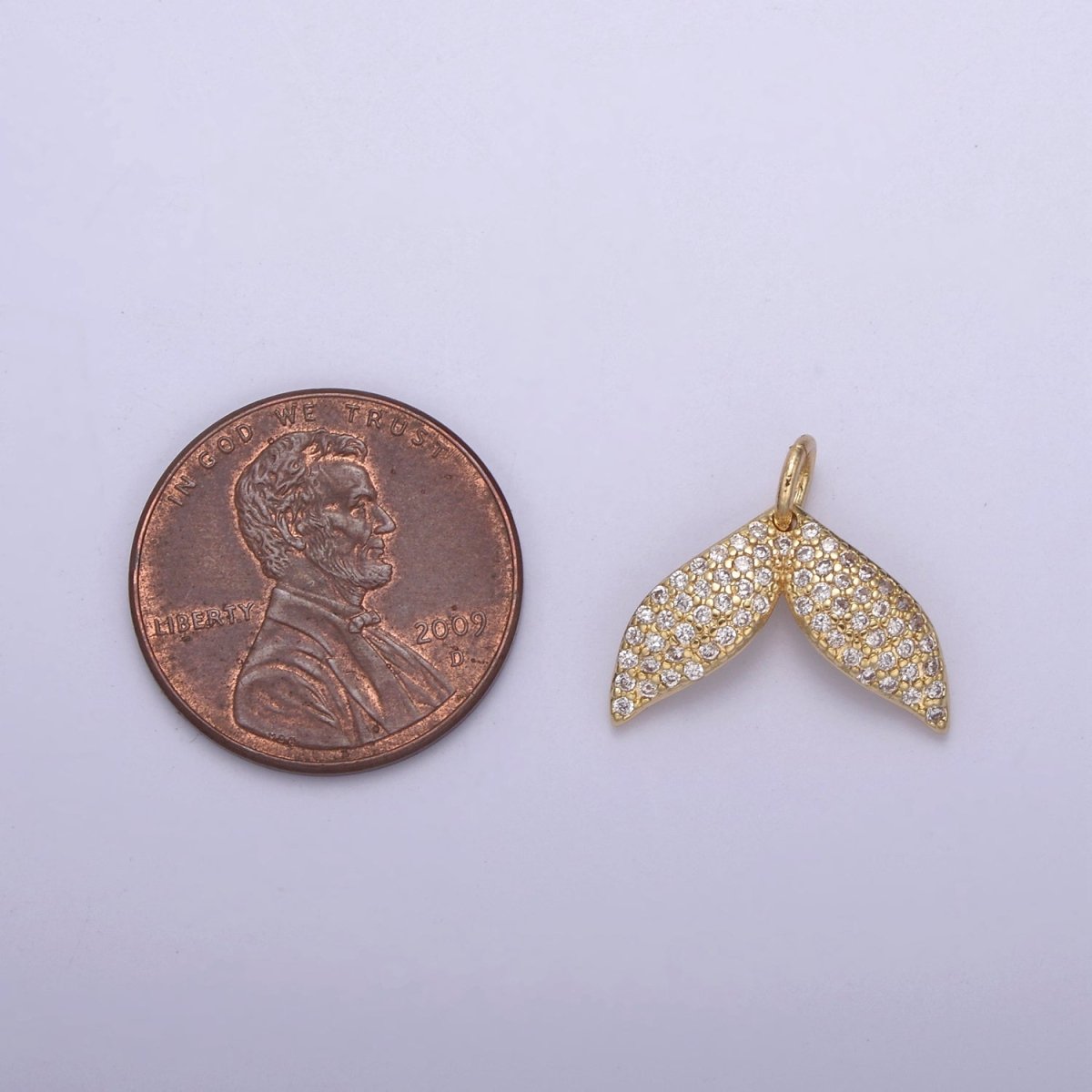 Micro Pave Gold Whale Tail Charm 16.2x14mm 14K gold plated Mermaid Fish Ocean Beach Jewelry making, Tiny, Minimal charm, Minimalist N-705 - DLUXCA