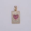 Micro Pave Heart Pendant Dainty Charm, Rose Gold Heart Charm Star Tag Pendant Jewelry Making Supply 18K Gold Findings, J-283 - DLUXCA