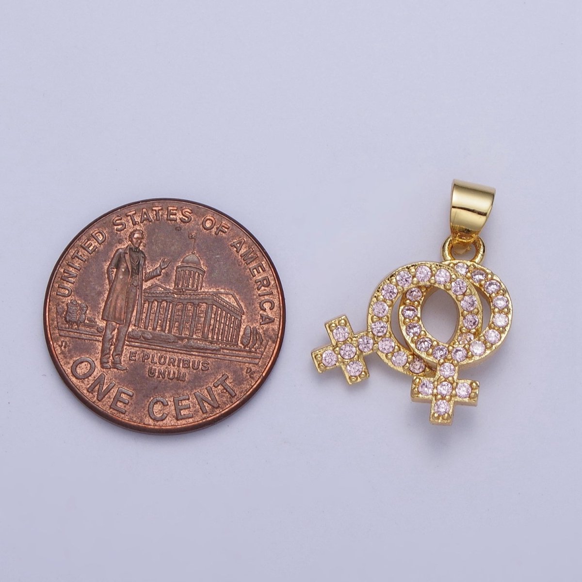 Micro Pave Lesbian Charm 24K Gold plated Lesbian Jewelry, Pride Necklace Bracelet Pendant Lesbian Gift Couple Necklace X-422 - DLUXCA