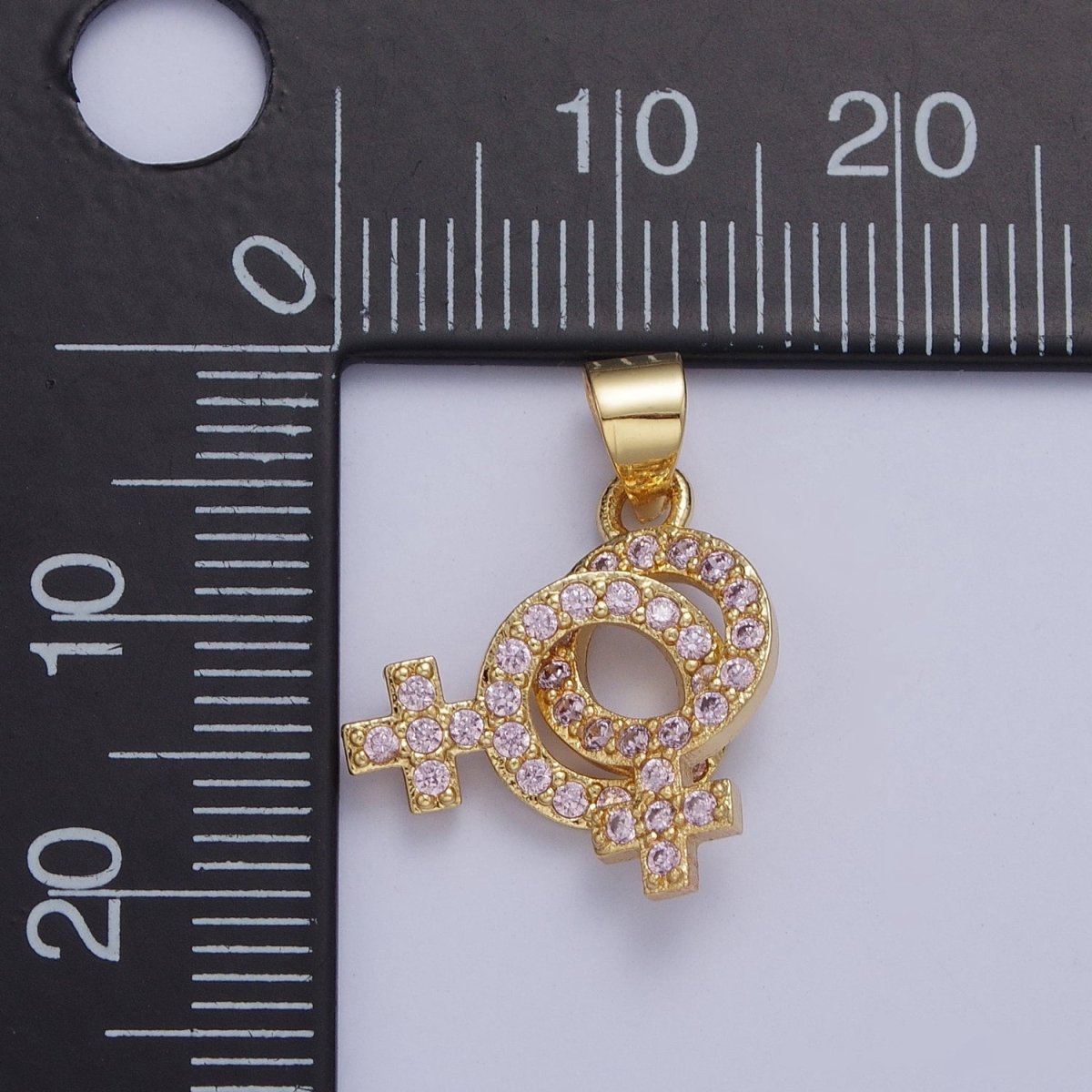 Micro Pave Lesbian Charm 24K Gold plated Lesbian Jewelry, Pride Necklace Bracelet Pendant Lesbian Gift Couple Necklace X-422 - DLUXCA
