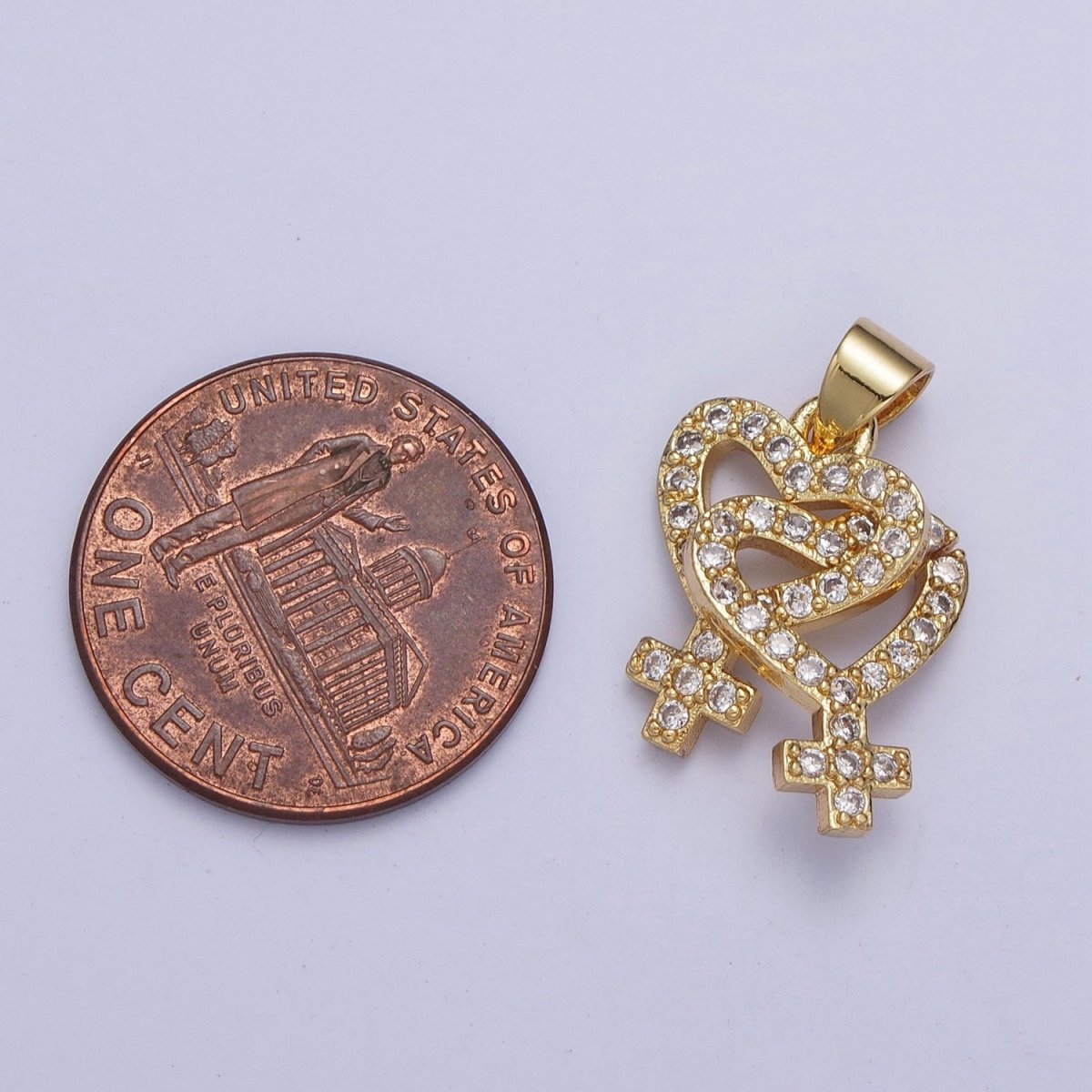 Micro Pave Lesbian Pendant 24K Gold plated Lesbian Jewelry Inspired Pride Necklace Bracelet Charm Lesbian Gift Couple Necklace X-424 - DLUXCA
