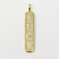 Micro Pave Luck Word Charm Rectangle in 14k Gold plated Drop Pendant Long Encouragin Word Girl Charm for Necklace Earring Component, J-278 - DLUXCA