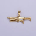Micro Pave Machine Gun Shape Pendant 16K Gold plated Gun Charm, Necklace Bracelet Charm Pendant 14x25.2mm J-441 - DLUXCA