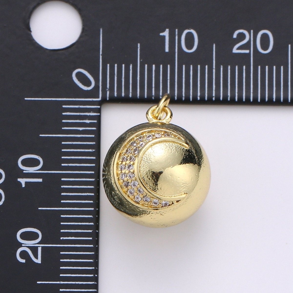 Micro Pave Moon Charm Crescent Moon Charm Ball Charm Ornament Moon Pendant 14K Gold plated Celestial Necklace Bracelet Charm Jewelry Making, D-704 - DLUXCA
