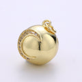 Micro Pave Moon Charm Crescent Moon Charm Ball Charm Ornament Moon Pendant 14K Gold plated Celestial Necklace Bracelet Charm Jewelry Making, D-704 - DLUXCA