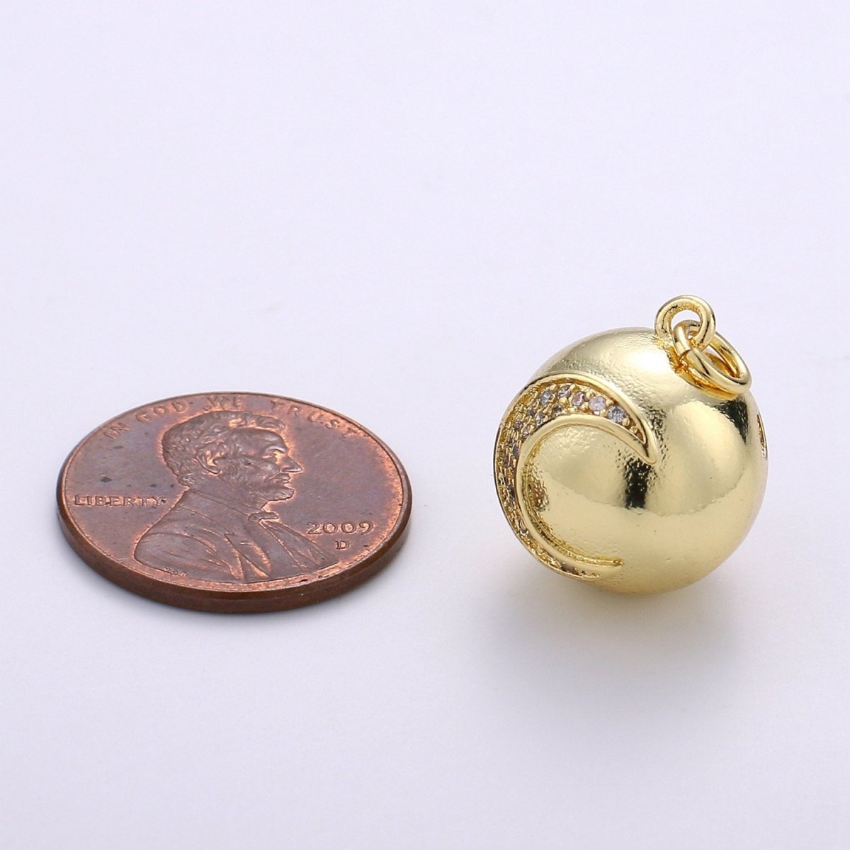Micro Pave Moon Charm Crescent Moon Charm Ball Charm Ornament Moon Pendant 14K Gold plated Celestial Necklace Bracelet Charm Jewelry Making, D-704 - DLUXCA