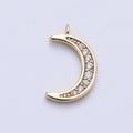 Micro Pave Moon Dainty Crescent Moon Charm Small Moon Pendant 18K Gold plated Celestial Necklace Earring Bracelet Charm Jewelry MakingC-615 - DLUXCA