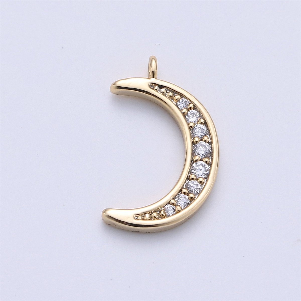 Micro Pave Moon Dainty Crescent Moon Charm Small Moon Pendant 18K Gold plated Celestial Necklace Earring Bracelet Charm Jewelry MakingC-615 - DLUXCA