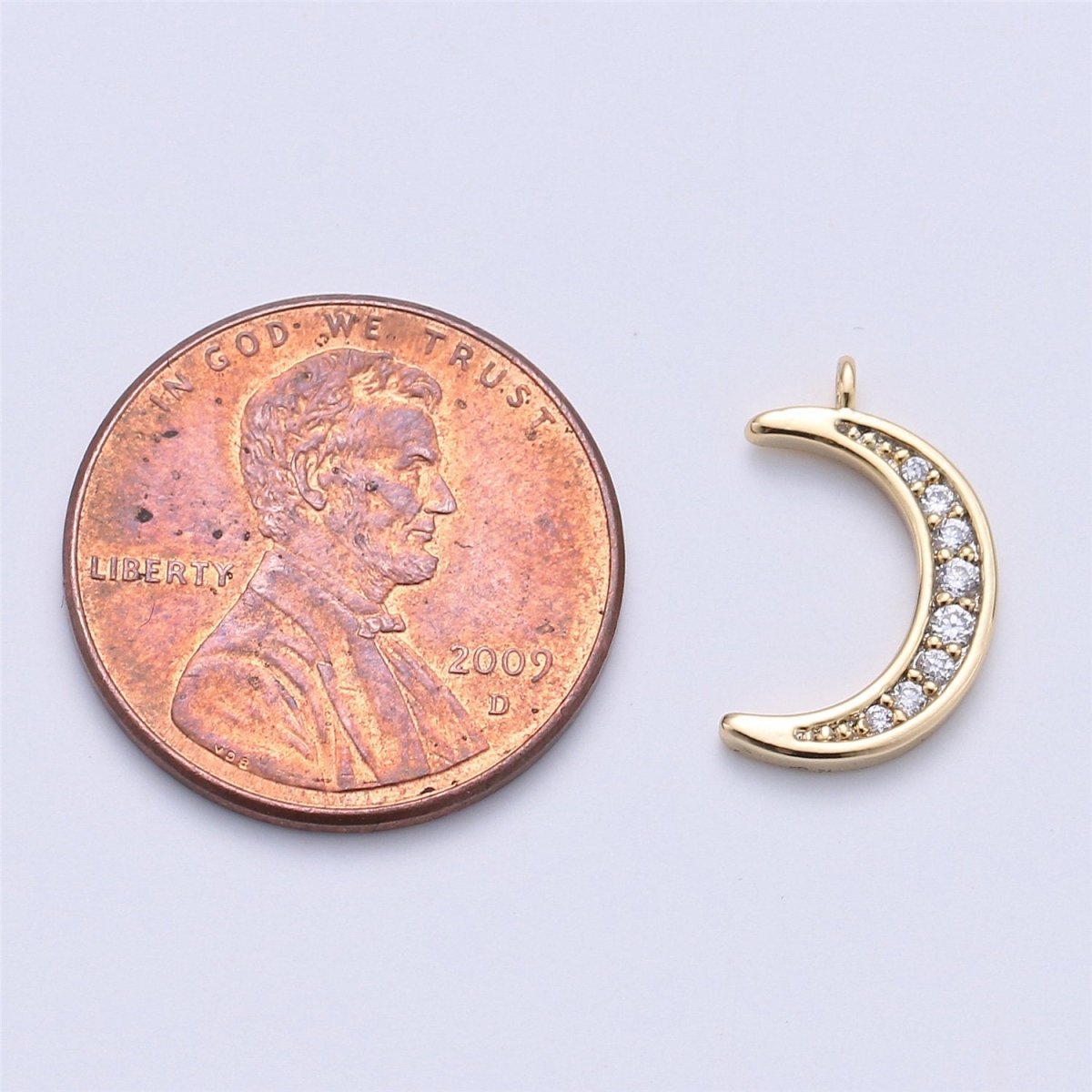 Micro Pave Moon Dainty Crescent Moon Charm Small Moon Pendant 18K Gold plated Celestial Necklace Earring Bracelet Charm Jewelry MakingC-615 - DLUXCA