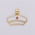 Micro Pave Nurse Charm 14k Gold plated Charm RN Nurse Charms Registered Nurse Charms, LPN Nurse front line first responder git idea I-569 - DLUXCA