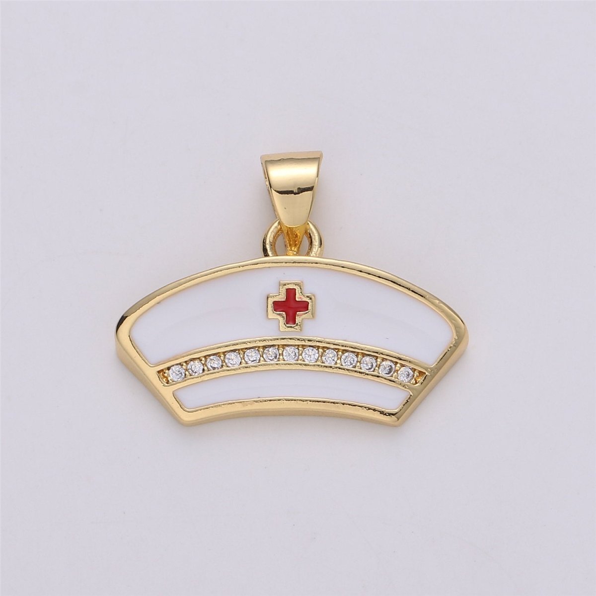 Micro Pave Nurse Charm 14k Gold plated Charm RN Nurse Charms Registered Nurse Charms, LPN Nurse front line first responder git idea I-569 - DLUXCA