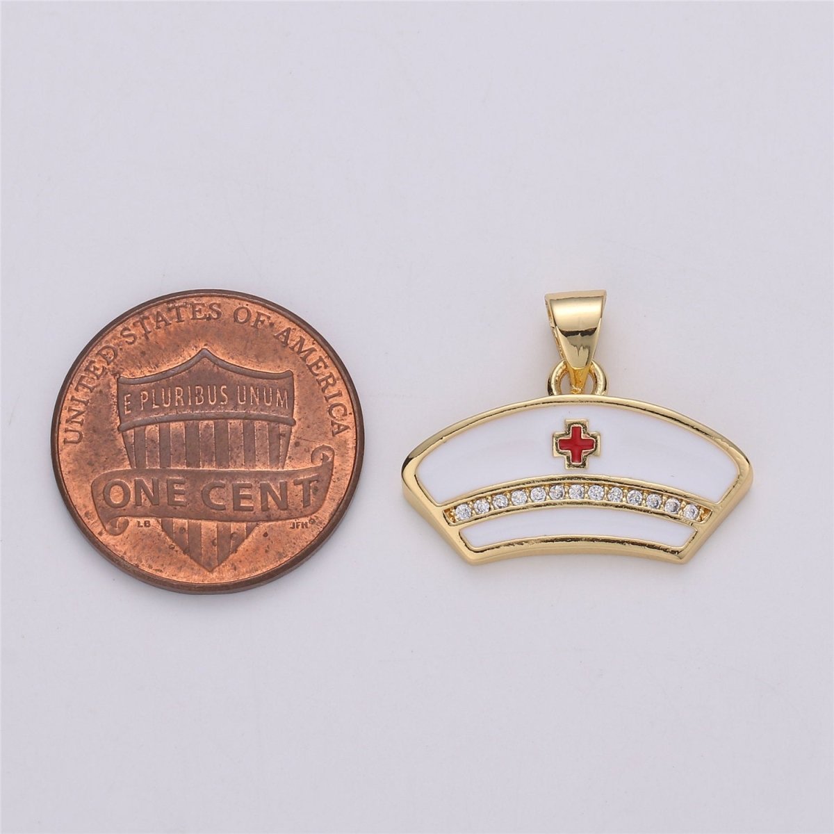 Micro Pave Nurse Charm 14k Gold plated Charm RN Nurse Charms Registered Nurse Charms, LPN Nurse front line first responder git idea I-569 - DLUXCA