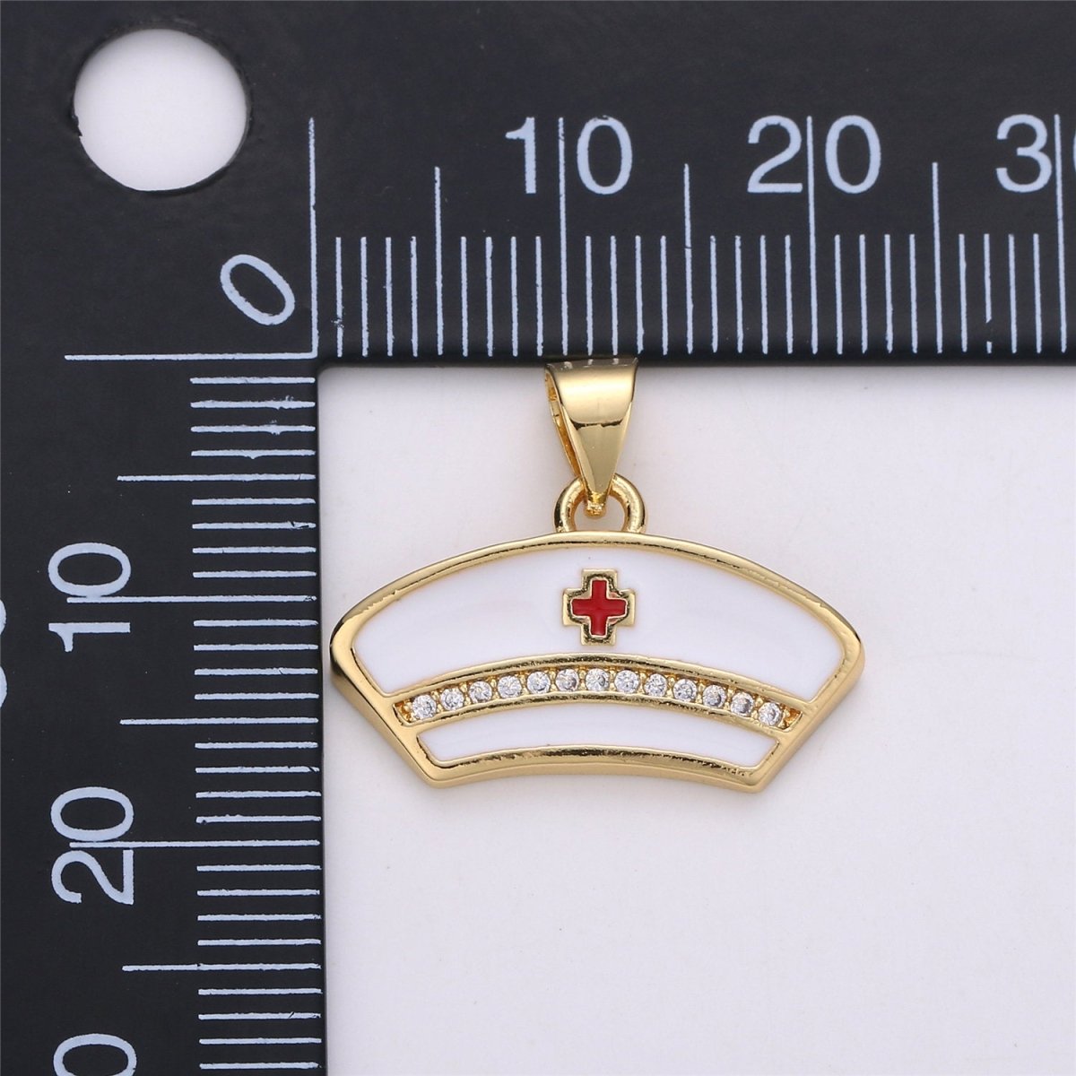 Micro Pave Nurse Charm 14k Gold plated Charm RN Nurse Charms Registered Nurse Charms, LPN Nurse front line first responder git idea I-569 - DLUXCA