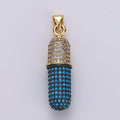 Micro Pave Pill Charms -Cubic Pill Charms -Fancy Charm -Chill Pill Charm Teal Pill Charm -Statement Kawaii Charm for Necklace Pendant I-694