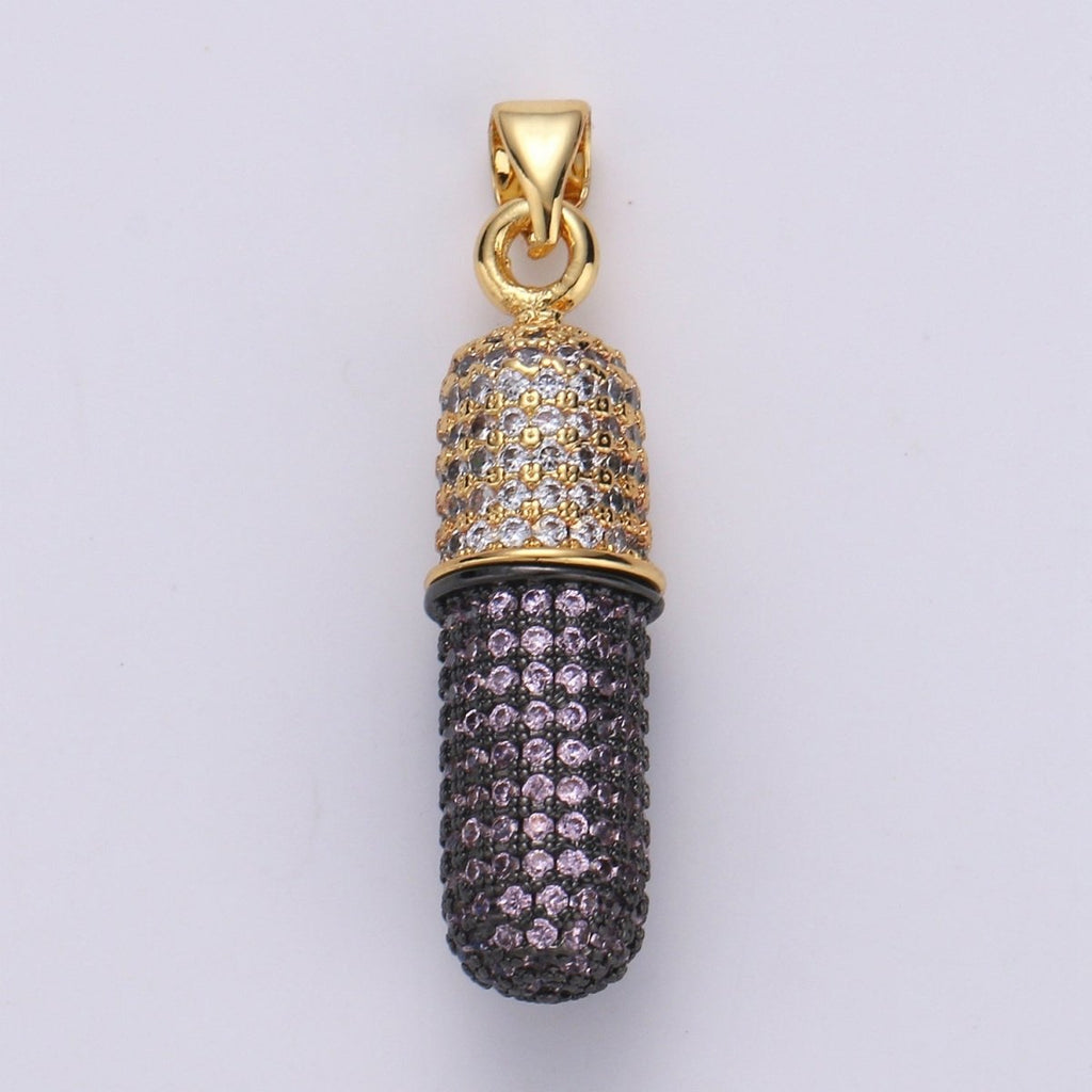 Micro Pave Pill Charms -Cubic Pill Charms -Fancy Charm -Chill Pill Charm Teal Pill Charm -Statement Kawaii Charm for Necklace Pendant I-694