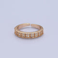 Micro Pave Ring in 16k Gold plated Open Adjustable Ring O-744 - DLUXCA