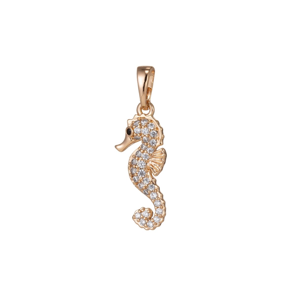 Micro Pave Seahorse Charm in 18k Gold plated D-153 - DLUXCA