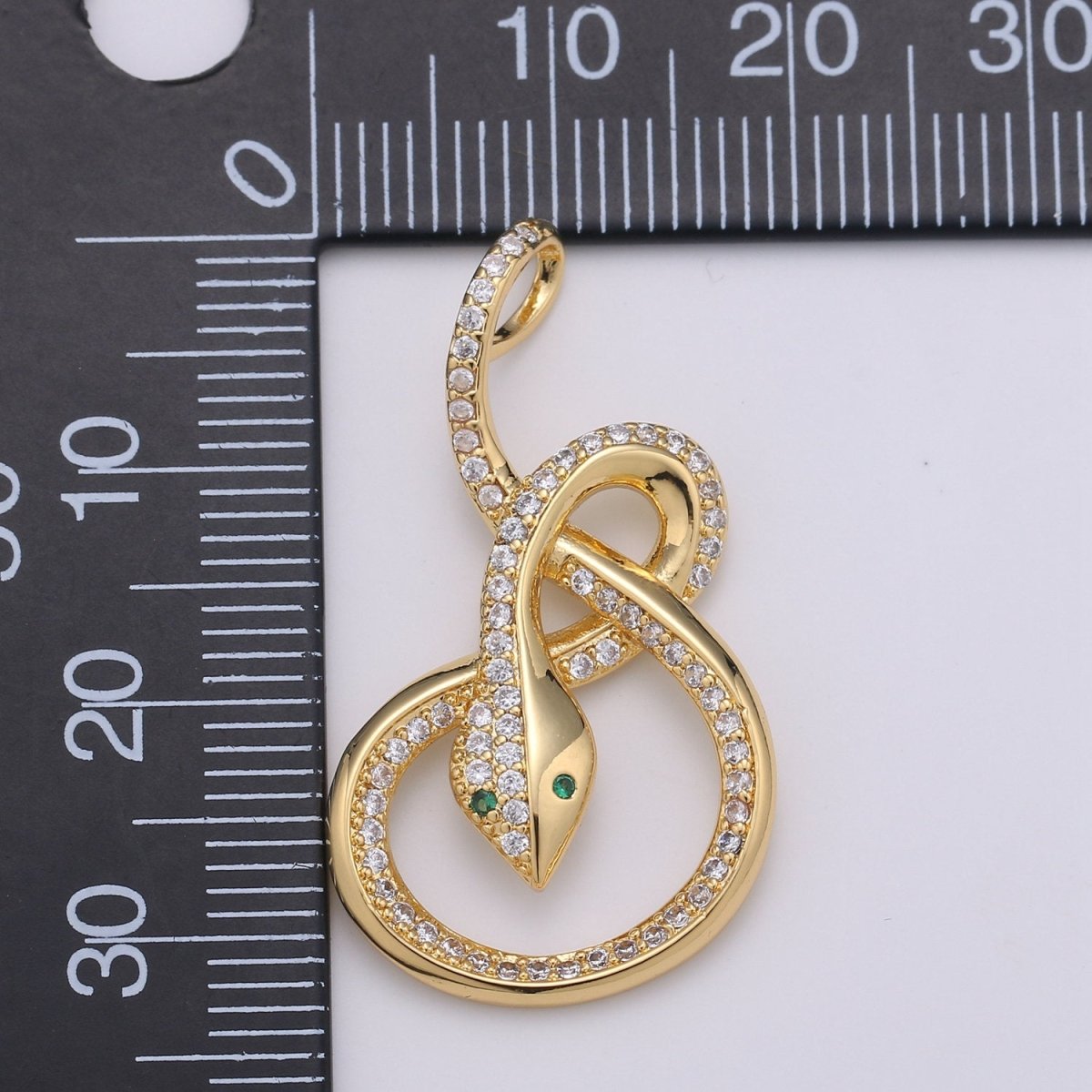 Micro Pave Snake charm, Gold plated Snake Charm, Animal Charm Gold Serpent Charm Necklace Pendant Finding for Jewelry Making Supply I-916 - DLUXCA