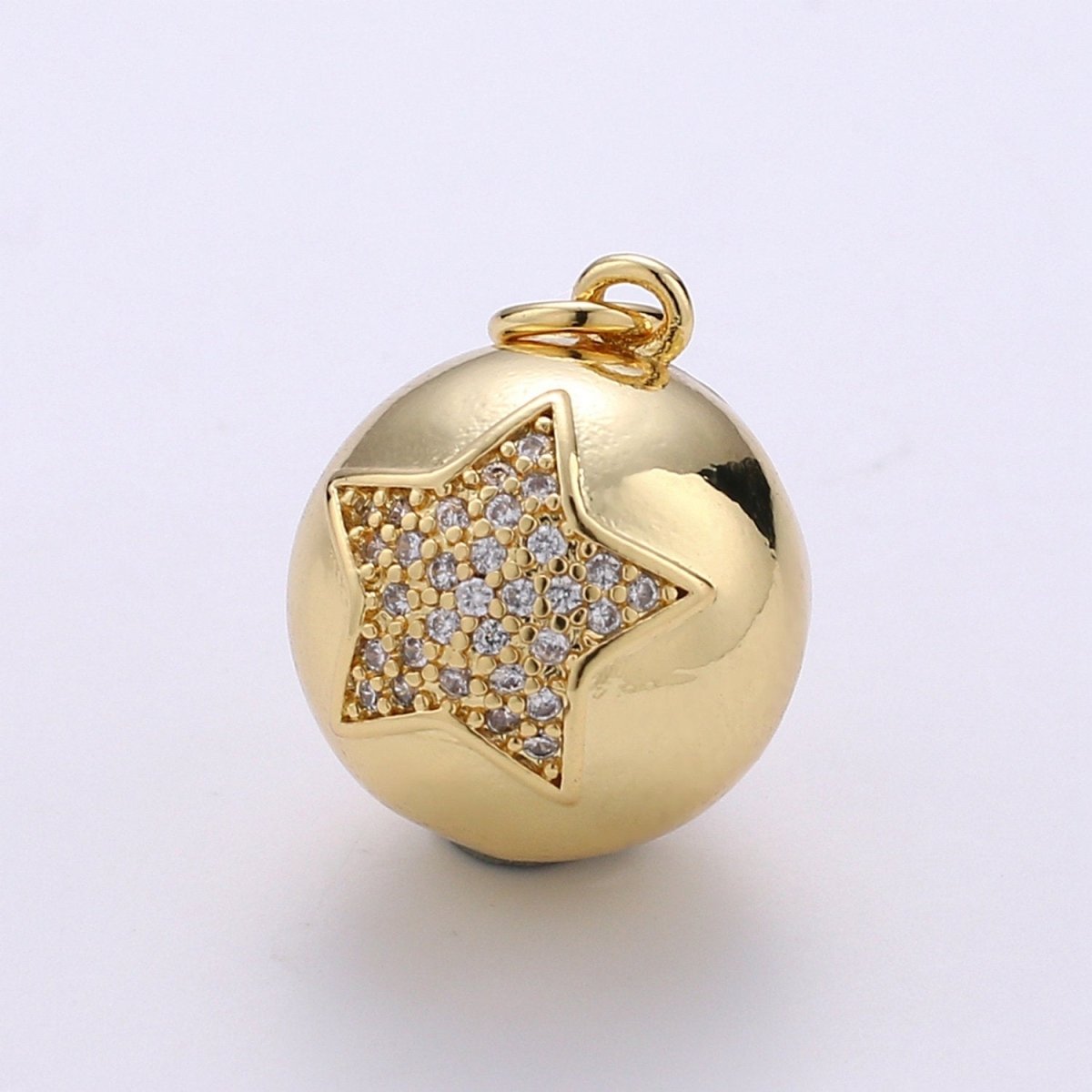 Micro Pave Star Charm Celestial Charm Ball Charm Ornament Star Pendant 14K Gold plated Finding Necklace Bracelet Christmas Jewelry Making | D-705 - DLUXCA