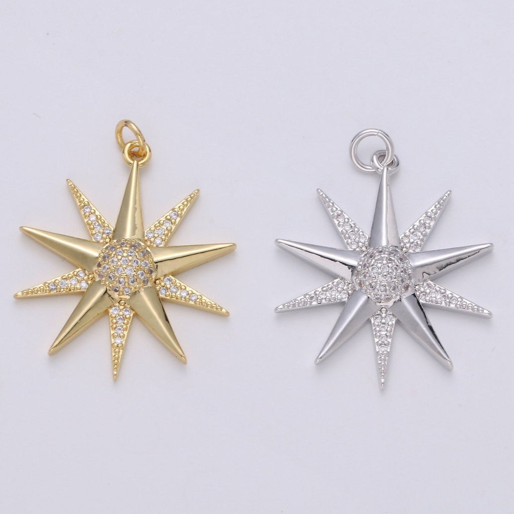 Micro Pave Star Charms, Cubic Zirconia Charms, CZ Charms, Gold Star Charm, Necklace Pendant Bracelet Charms Silver Star Celestial Jewelry D-475 D-587