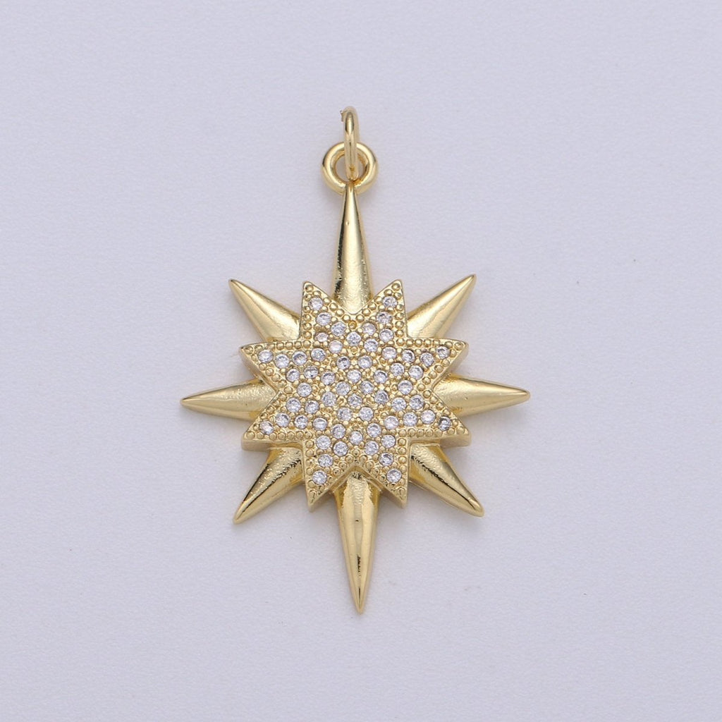 Micro Pave Star Charms, Cubic Zirconia Charms, Gold Star Charm, Necklace Pendant Bracelet Charms Star Celestial Jewelry D-694 - DLUXCA