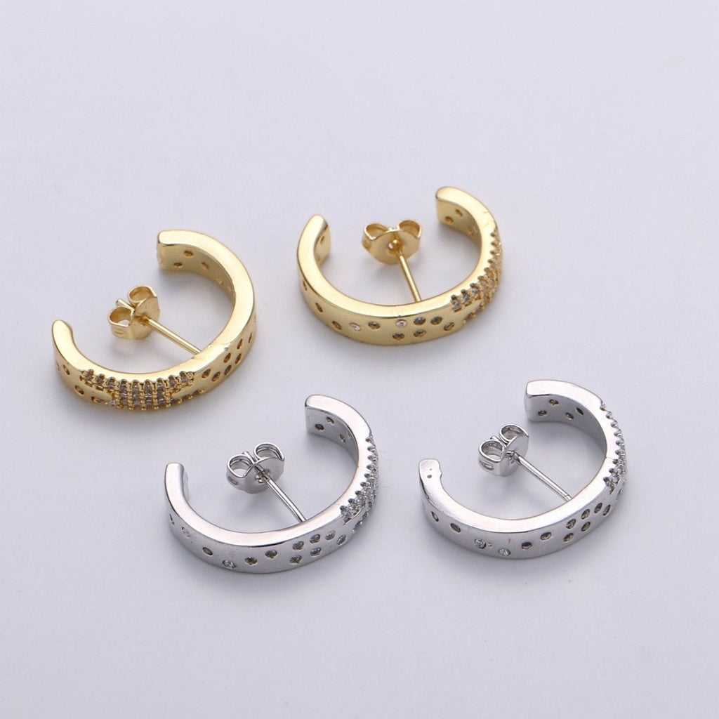 Micro Pave Suspender Earrings • Gold plated ear climbers • cuff earrings • Gold hoop stud earrings • Satement Earring jewelry Q-245 Q-246