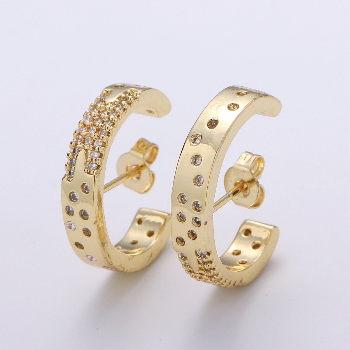 Micro Pave Suspender Earrings • Gold plated ear climbers • cuff earrings • Gold hoop stud earrings • Satement Earring jewelry Q-245 Q-246