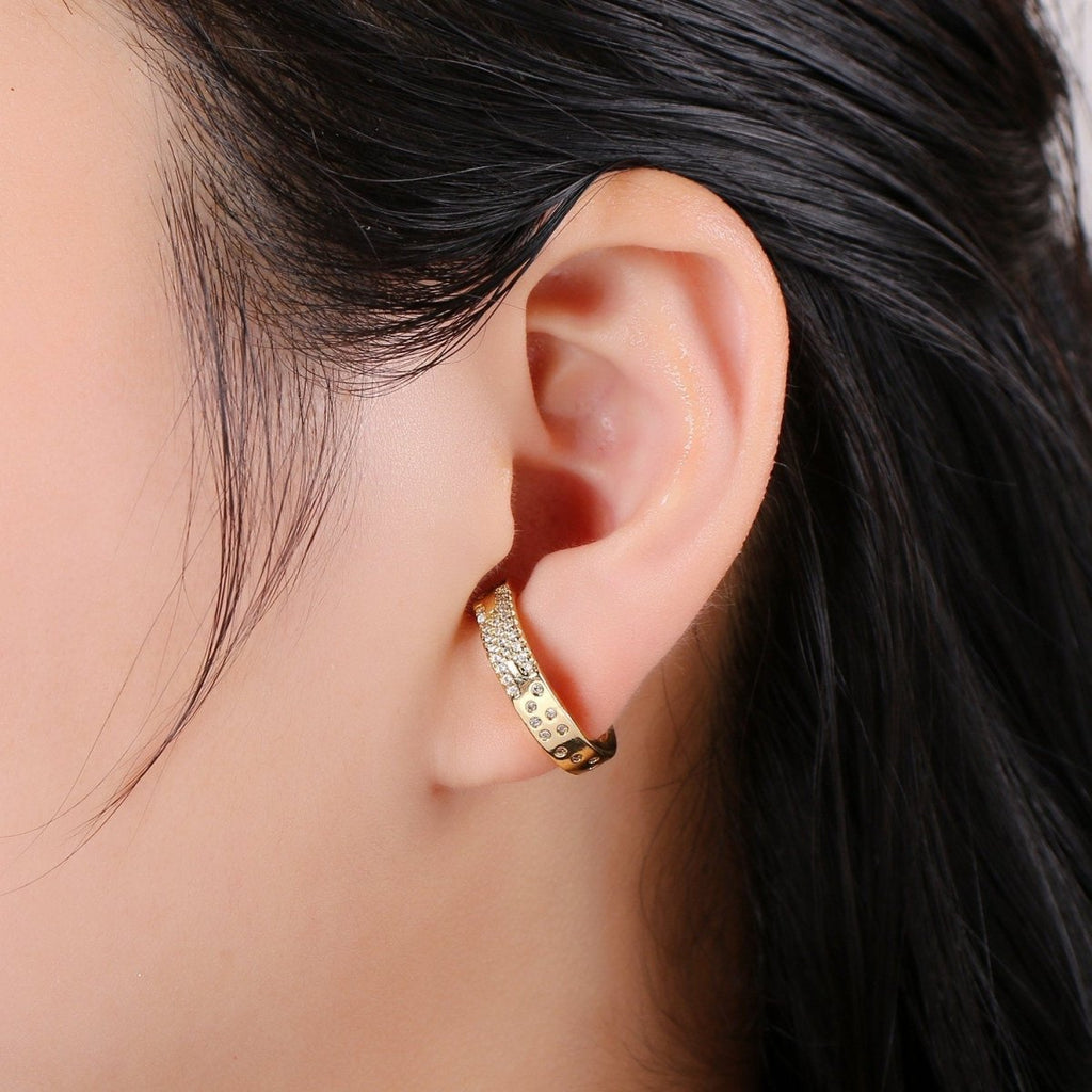 Micro Pave Suspender Earrings • Gold plated ear climbers • cuff earrings • Gold hoop stud earrings • Satement Earring jewelry Q-245 Q-246