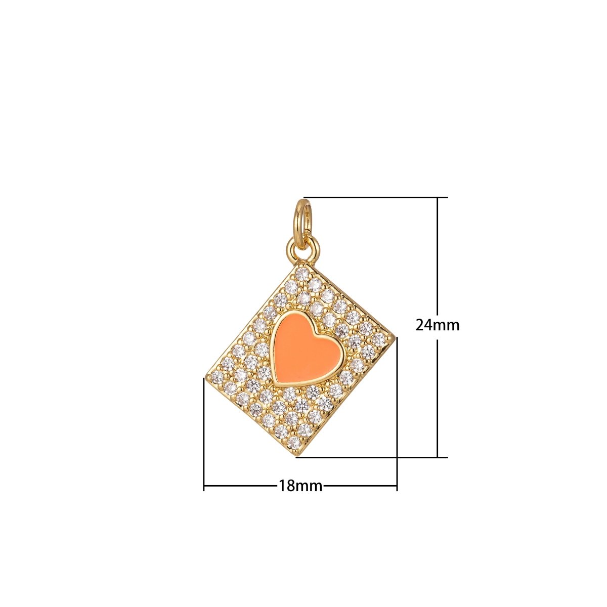 Micro Pave Tag Charm Cubic Heart Enamel Pendant E-892-E-898 - DLUXCA