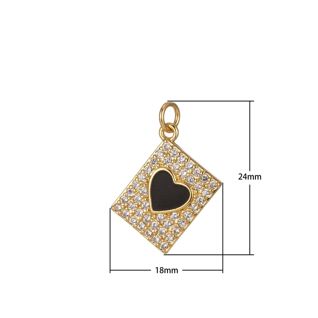 Micro Pave Tag Charm Cubic Heart Enamel Pendant E-892-E-898 - DLUXCA