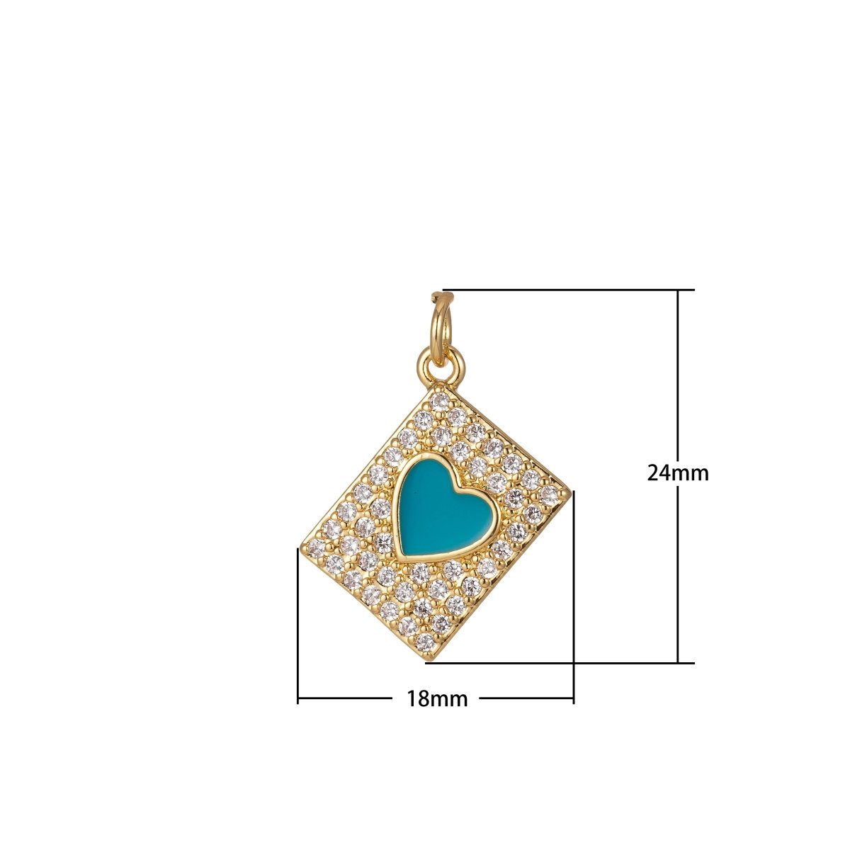 Micro Pave Tag Charm Cubic Heart Enamel Pendant E-892-E-898 - DLUXCA
