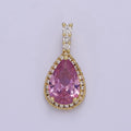 Micro Pave Teardrop Pink, Clear, Black Cubic Zirconia CZ Pendant Charm For Jewelry Necklace Making, J-562 J-564 J-565 - DLUXCA
