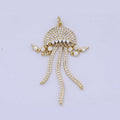 Micro Paved Clear CZ Gold Jelly Fish Sea Oceanlife Beach-Inspired Charm Jewelry AG-086 - DLUXCA