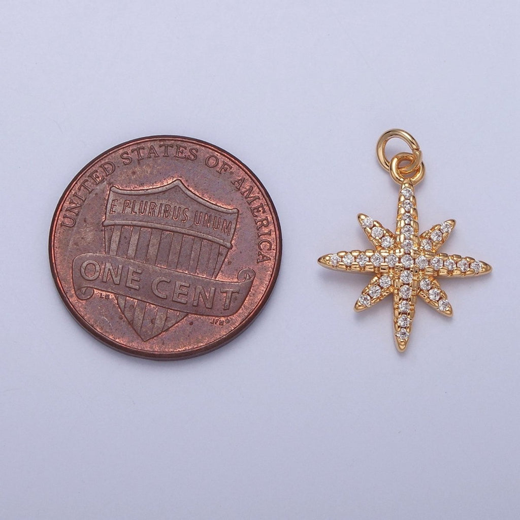 Micro Paved Cubic Zirconia Celestial Star Charm Jewelry Making Component | X-263 - DLUXCA