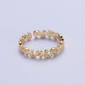 Micro Paved Cubic Zirconia Dollar Bill $ Link Adjustable Gold Ring | X-559 - DLUXCA