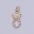 Micro Paved Cubic Zirconia Oval O Royalty Crown Charm For Jewelry Making Component | X-209 - DLUXCA