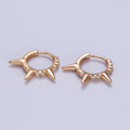 Micro Paved CZ 13mm Spike Teeth Huggie Hoop Pinky Gold Earrings P-497 - DLUXCA