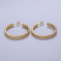 Micro Paved CZ Gold Wreath Paddy Heart Statement C Shaped Hoops Stud Earrings | AE1087 AE1088 - DLUXCA